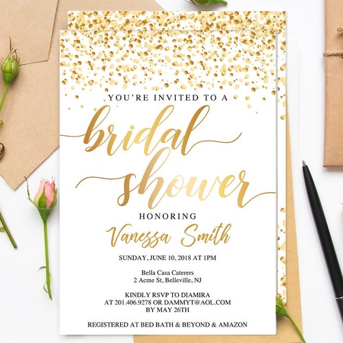 Glitter Bridal Shower Invitation DIY Printable Invitation Etsy