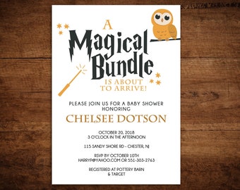 Magical Baby Shower DIY Printable Invitation - Instant Download - Editable