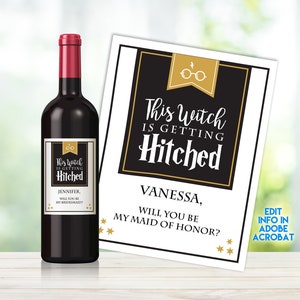 Magical Bridesmaid DIY Printable Wine labels Instant Download image 1