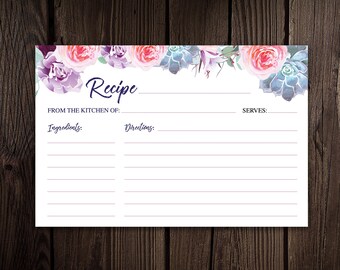Recipe Card Bridal Shower DIY Printable Instant Download | Etsy