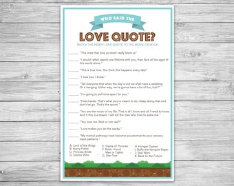 Nerdy Love Quote Bruidsdouchespel - DIY afdrukbaar - Direct downloaden