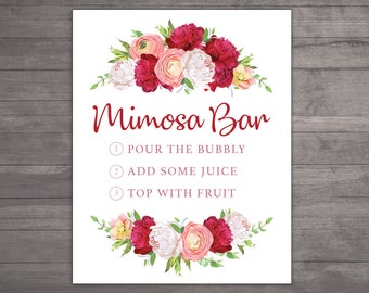 Mimosa Bar Printable Sign - Instant Download - 3 Sizes