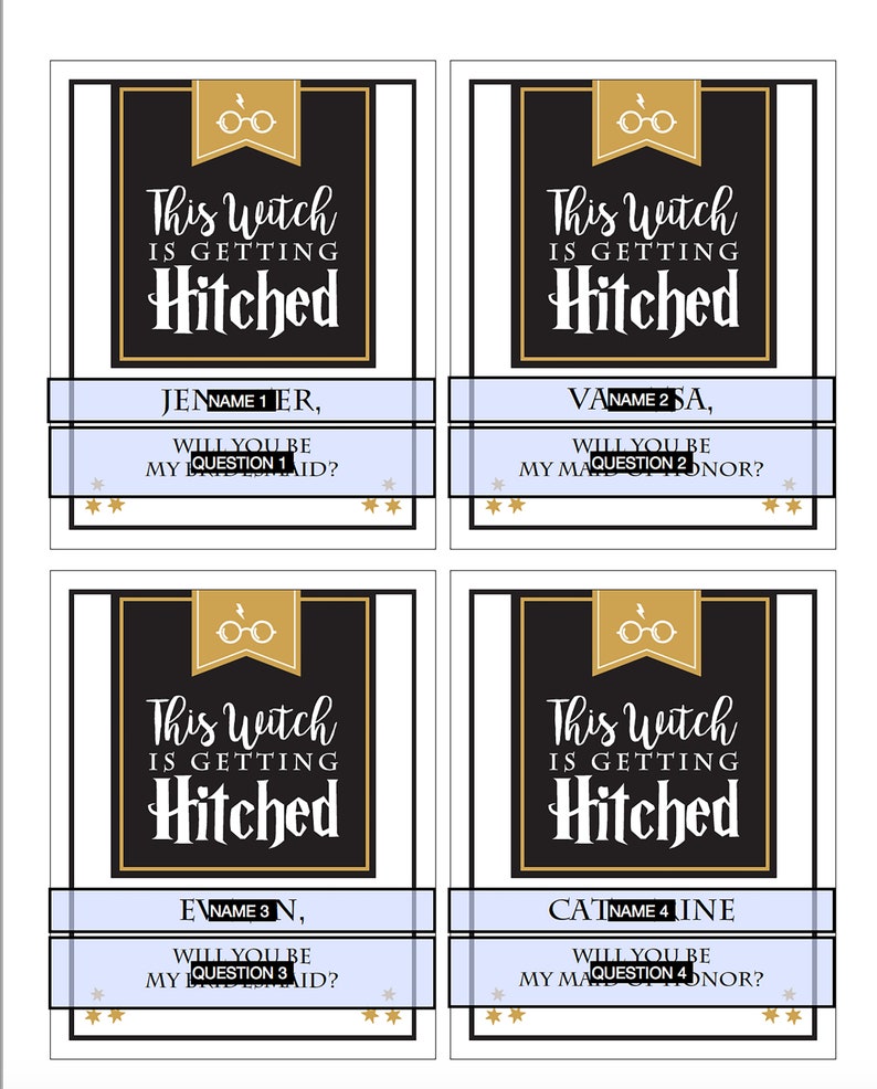 Magical Bridesmaid DIY Printable Wine labels Instant Download image 2