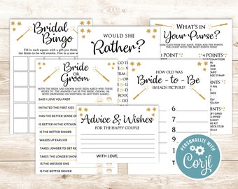 Magical Bridal Shower Games - DIY Printable - Instant Download - Editable