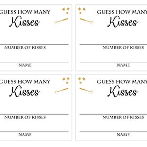 Magical Guess How Many Kisses DIY Printable Instant Download - Etsy
