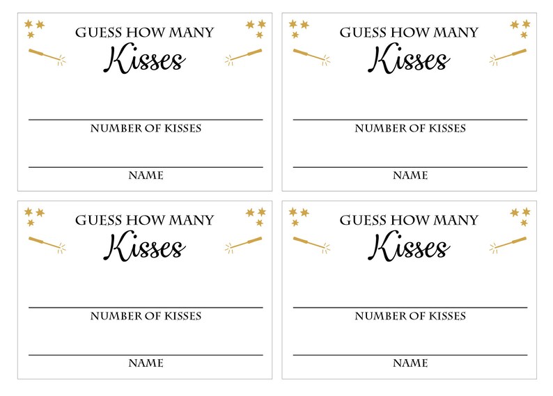 Magical Guess How Many Kisses DIY Printable Instant | Etsy