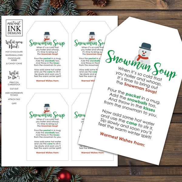 Snowman Soup - DIY Holiday Gift - Printable Instant Download