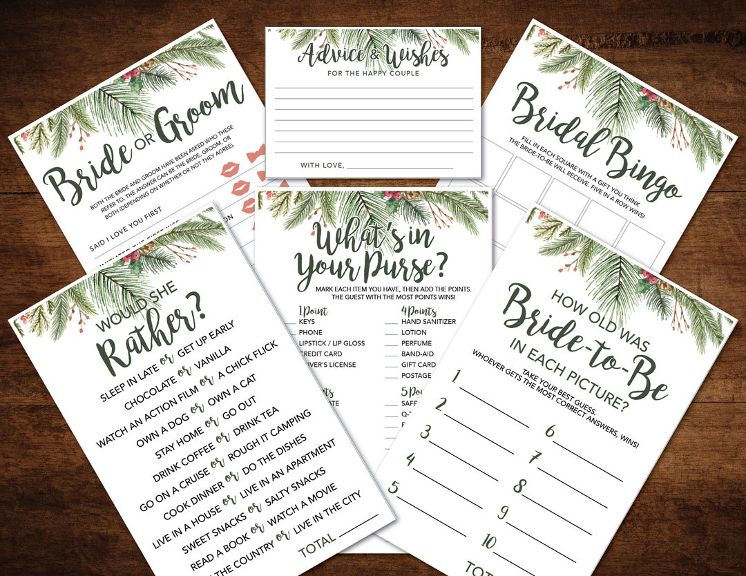 Winter Floral Bridal Shower Games DIY Printable Instant Download - Etsy