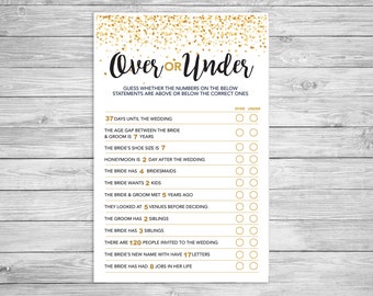Magical Bridal Shower Game Over Under DIY Printable | Etsy