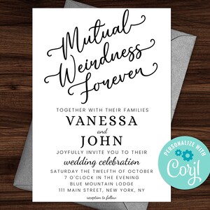 Mutual Weirdness Forever - DIY Printable Invitation - Instant Download - Editable