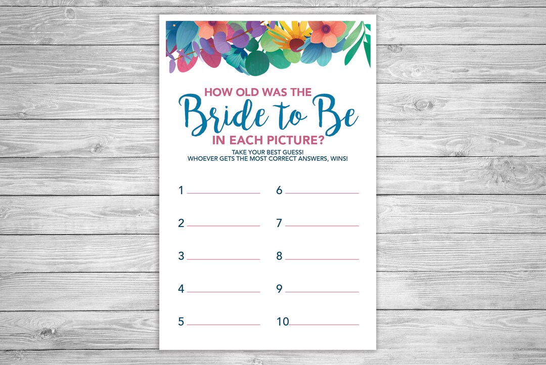 How Old Was the Bride Bridal Shower DIY Printable Instant Download - Etsy