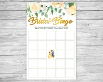 Floral Princess Bridal Shower Game - Bridal Bingo - DIY Printable - Instant Download