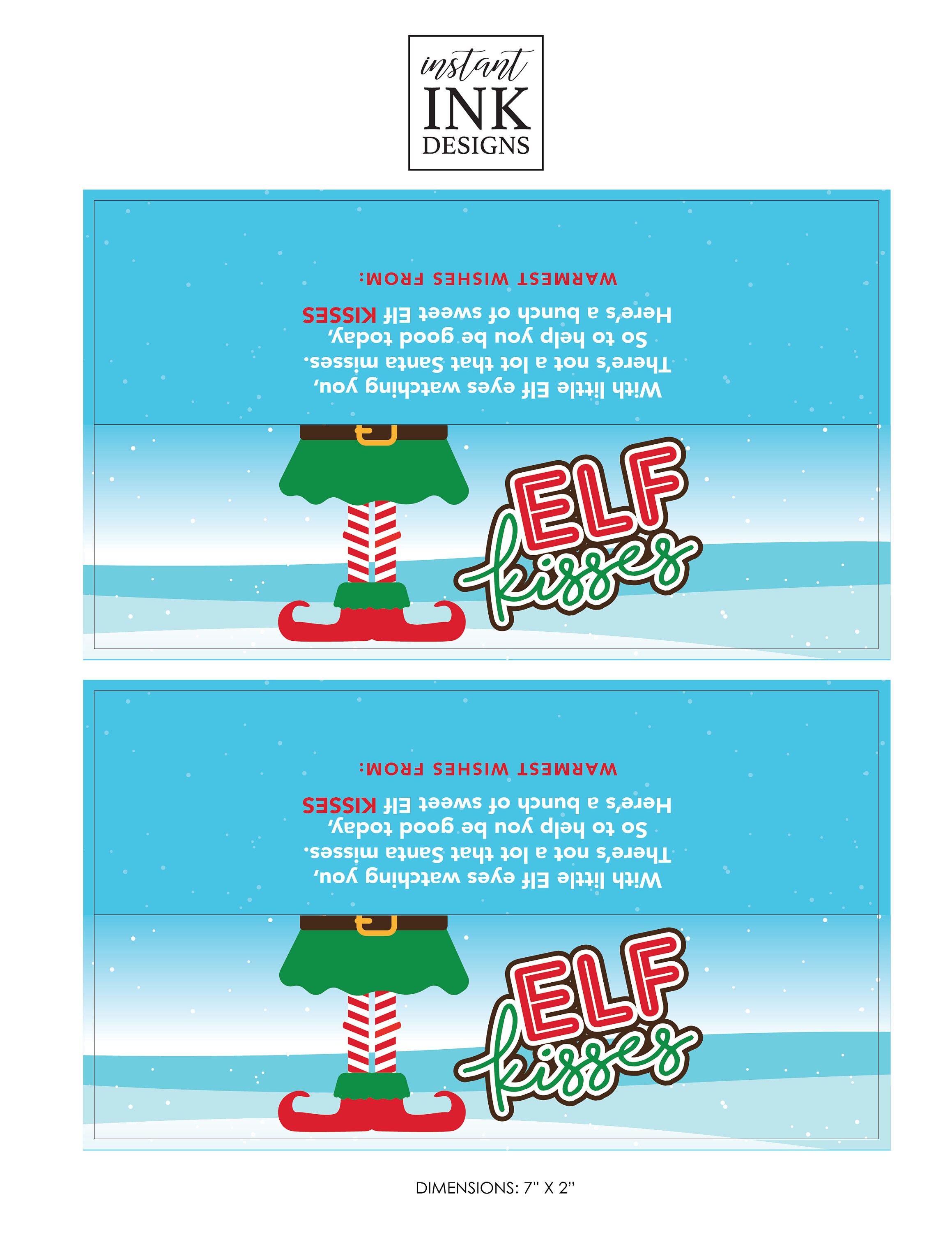 Elf Kisses DIY Holiday Gift Printable Instant Download | Etsy