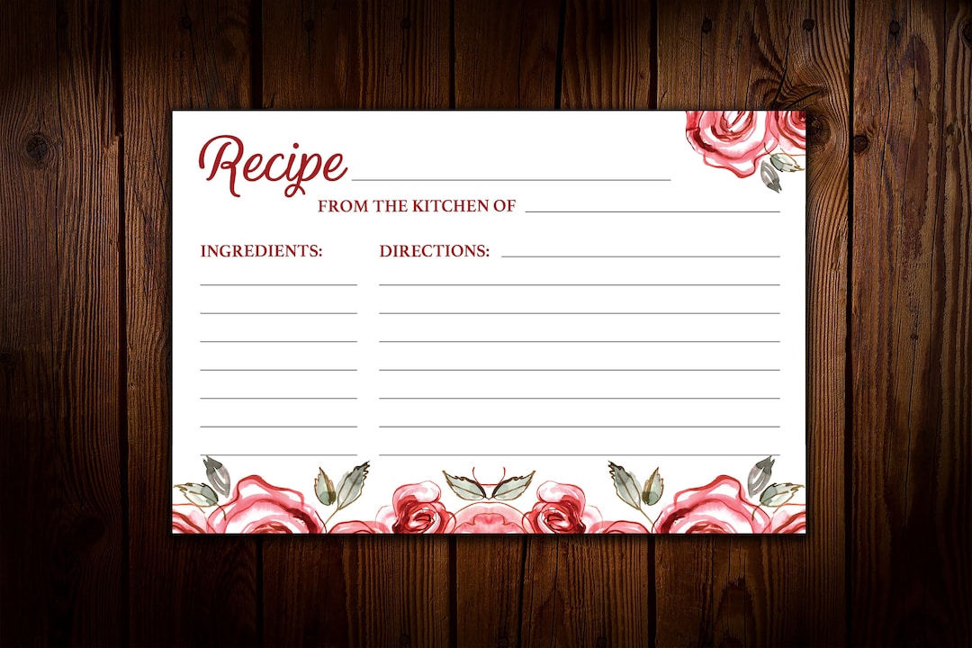 Recipe Card Bridal Shower DIY Printable Instant Download - Etsy
