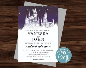 Magical Wedding DIY Printable Invitation - Instant Download - Editable