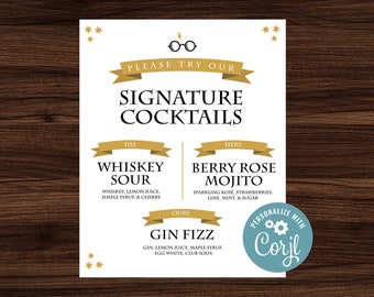 Signature Cocktail - Printable Sign - Instant Download - 8x10