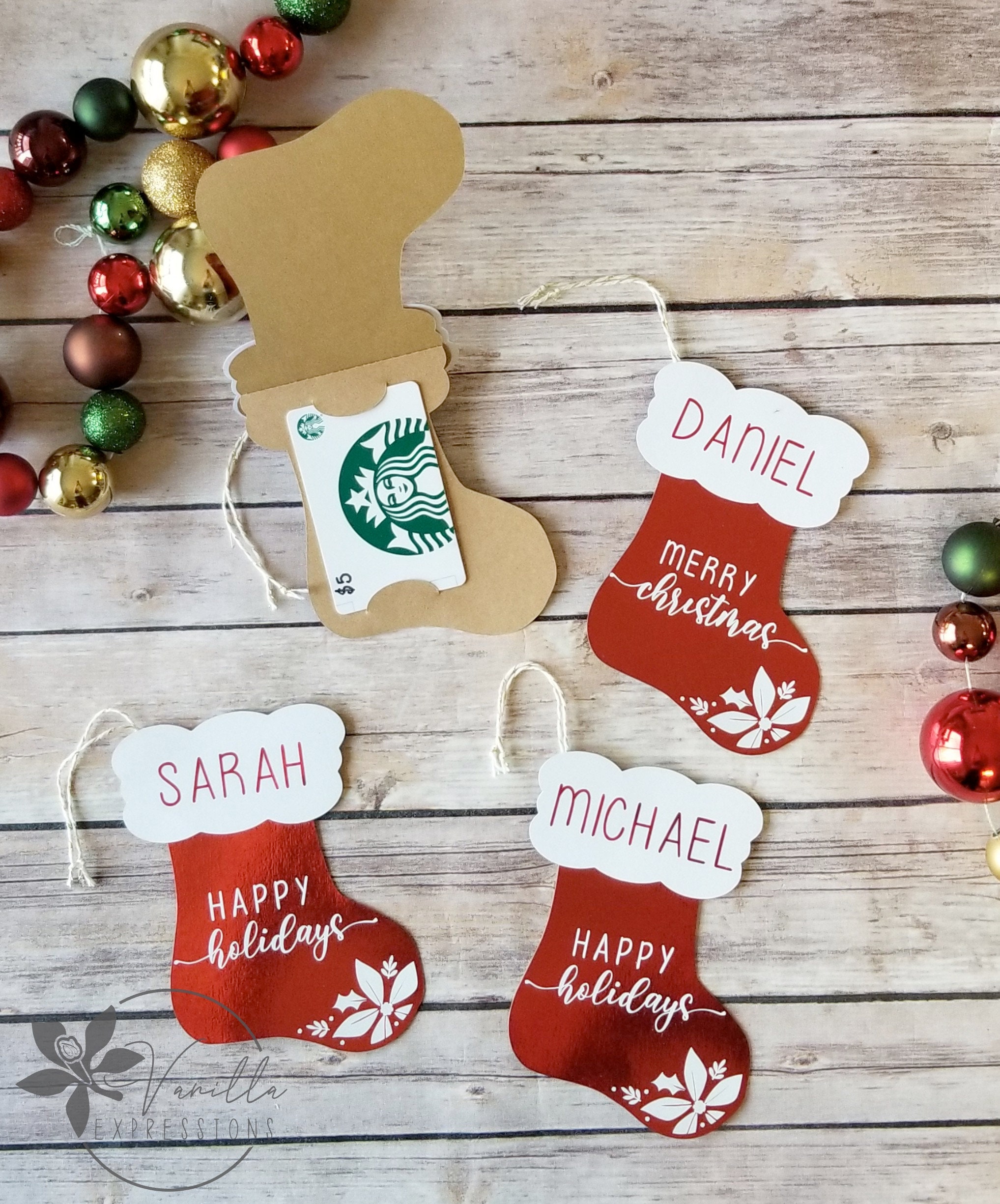 4 Pack Christmas Stocking Gift Card Holder Personalized  Etsy