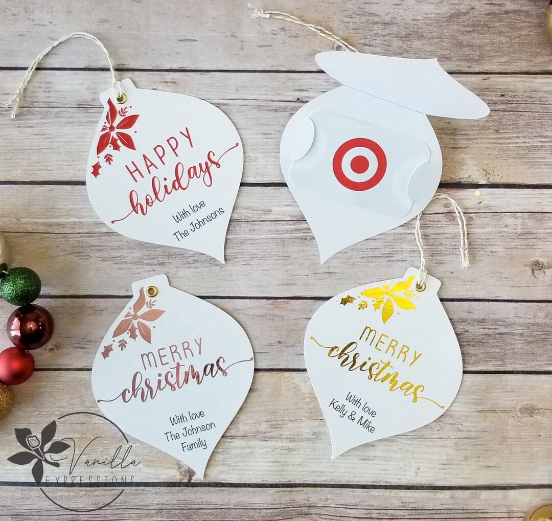 4 Pack Personalized Christmas Ornament Gift Card Holder Christmas Gift