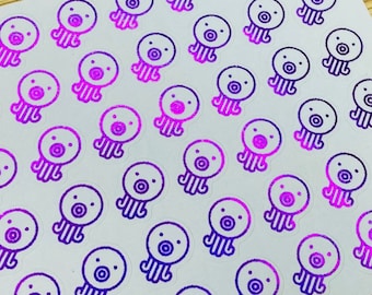Mini Octopus Foil Planner Stickers: Ocean Theme (42 pcs)