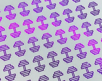 Mini Foil Planner Sticker 1 cm, 45 pcs WEIGHTS | Dumbbell | Workout | Gym Icon