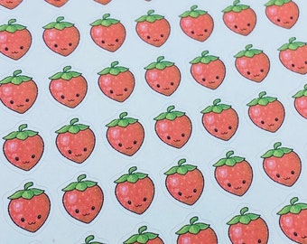 Planner Sticker Mini 1cm, 48 pcs Kawaii Strawberry Fruit Cute Doodle