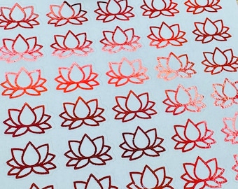Mini Foil Planner Sticker 1 cm, 30 pcs LOTUS FLOWER | Yoga | Spa Icon
