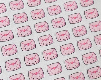 Planner Sticker Mini 1cm, 56 pcs Kawaii Love Letter | Mail | Post | Envelope Cute Doodle