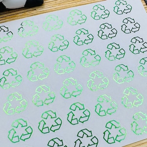Mini adesivi per planner in lamina da 1 cm, 36 pezzi, icona RICICLA / Riciclo / Riutilizza / Riduci