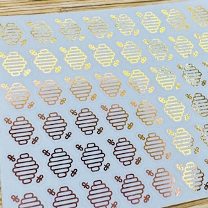 Mini Foil Planner Sticker 1 cm, 48 pcs BEE HIVE Icon