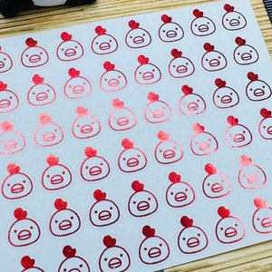 Mini Foil Planner Sticker 1 cm, 48 pcs CHICKEN | Poultry | Farm | Barn Animal | Meal | Food | Diet | Hen Icon