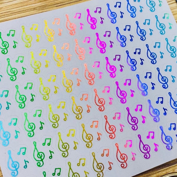 Mini Foil Planner Sticker 1 cm, 54 pcs Music Note | Musical | Notes | Songs Icon