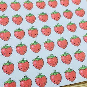 Planner Sticker Mini 1cm, 48 Stück Kawaii Erdbeere Cute Doodle