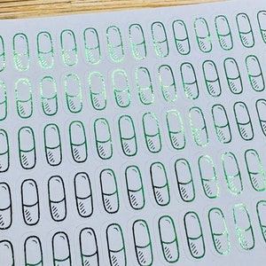 Mini Foil Pill Planner Stickers: Medicine & Vitamin Icons