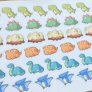 Planner Sticker Mini 1 cm, 39 Stück Kawaii Dinosaurier | Dino Süß Doodle