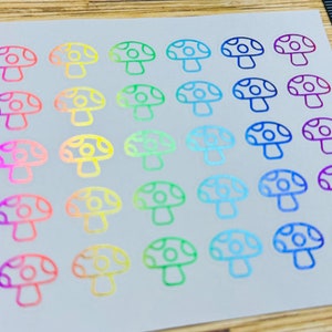Mini Foil Planner Sticker 1 cm, 30 pcs MUSHROOM | Fungi | Garden | Plant Icon