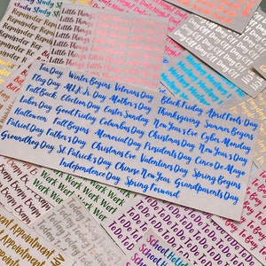 Mini Foil Planner Sticker Foil USA PUBLIC HOLIDAY Script Word Foil Sticker