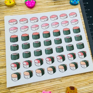 Planner Sticker Mini 1cm, 49 pcs Kawaii Sushi Roll | Japanese Food | Meal | Rice Cute Doodle