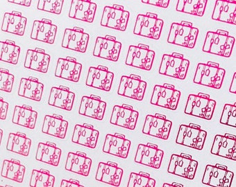 Mini Foil Planner Stickers: Luggage Suitcase Travel Icons (81 pcs)