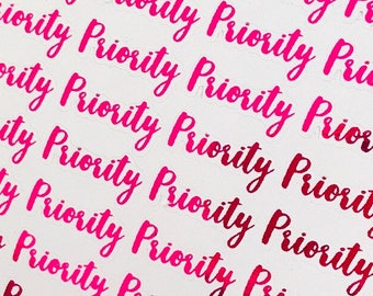 Mini Foil Planner Sticker 32 pcs PRIORITY Script Word Foil
