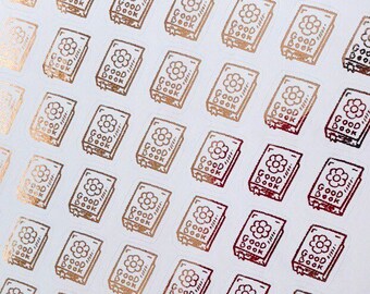 54 pcs BOOK Read Bookworm Novel Pocket Me Time Icon Foil Planner Sticker Sheet Reading