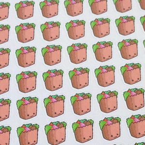 Planner Sticker Mini 1cm, 48 pcs Kawaii Groceries | Shopping Doodle