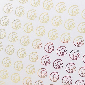 Mini Foil Planner Sticker 1 cm, 80 pcs MOON AND STARS | Goodnight | Night | Sleep Icon