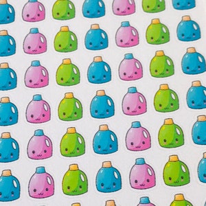 Planner Sticker Mini 1cm, 54 pcs Kawaii Detergent | Softener | Laundry | Chore Cute Doodle