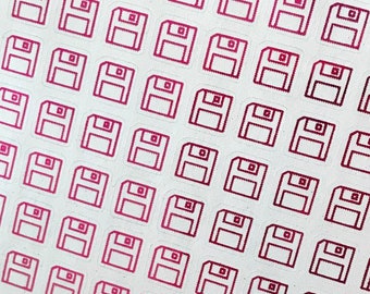 Mini Foil Floppy Disk Planner Stickers: Retro Computer Icon (99 pcs)