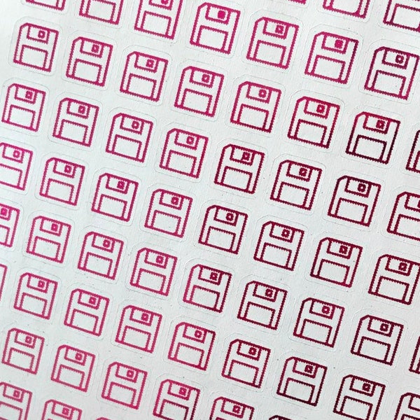 Mini Foil Planner Sticker 1 cm, 99 pcs SAVE | Diskette | Disk | Old School | Computer | Retro Icon