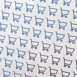 Mini Foil Planner Sticker 1 cm, 72 pcs SHOPPING CART | Grocery | Buying | Food | spending | order | online | Trolley Icon