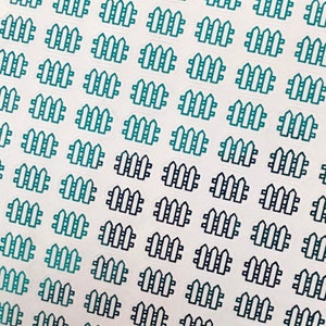Mini Foil Planner Sticker 1 cm, 90 pcs Picket Fence | Farm | Home | House | Barn Icon
