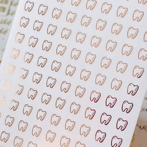 Mini Folie Planner Sticker 1 cm, 88 stuks TAND | Tanden | Tandheelkundige | Tandarts afspraak pictogram