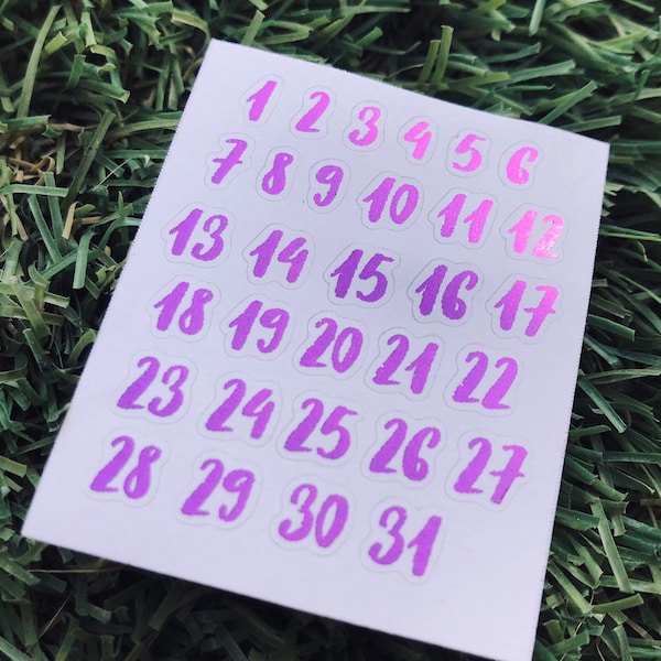 Mini Foil Planner Sticker Foil Date Numbers