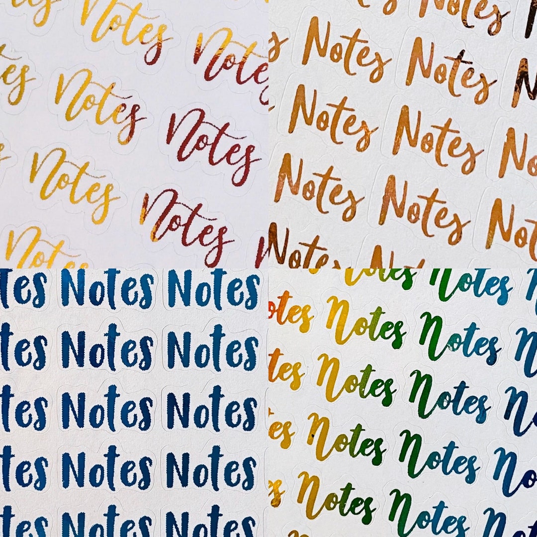 Foil 'notes' Planner Stickers - Journal Embellishments - Etsy